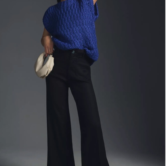 Colette Cropped Wide-Leg Pants by Maeve: Linen Edition (Black) - Picture 2 of 5